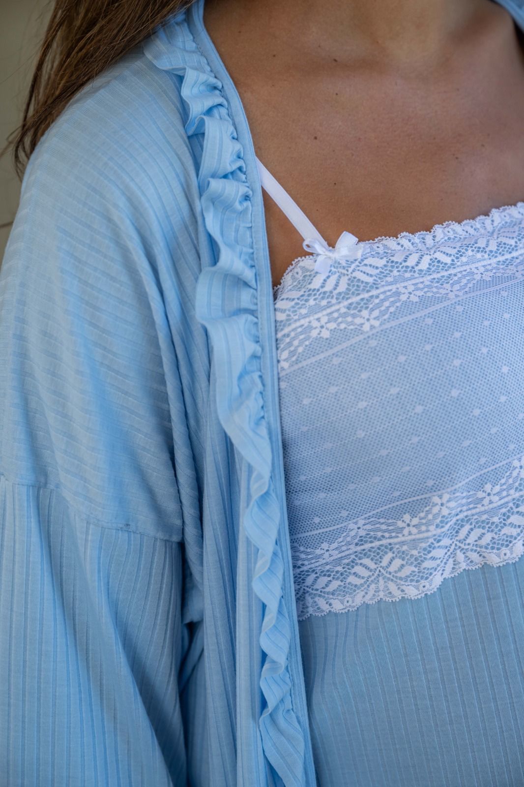 Bata Kimono Algodón voladitos