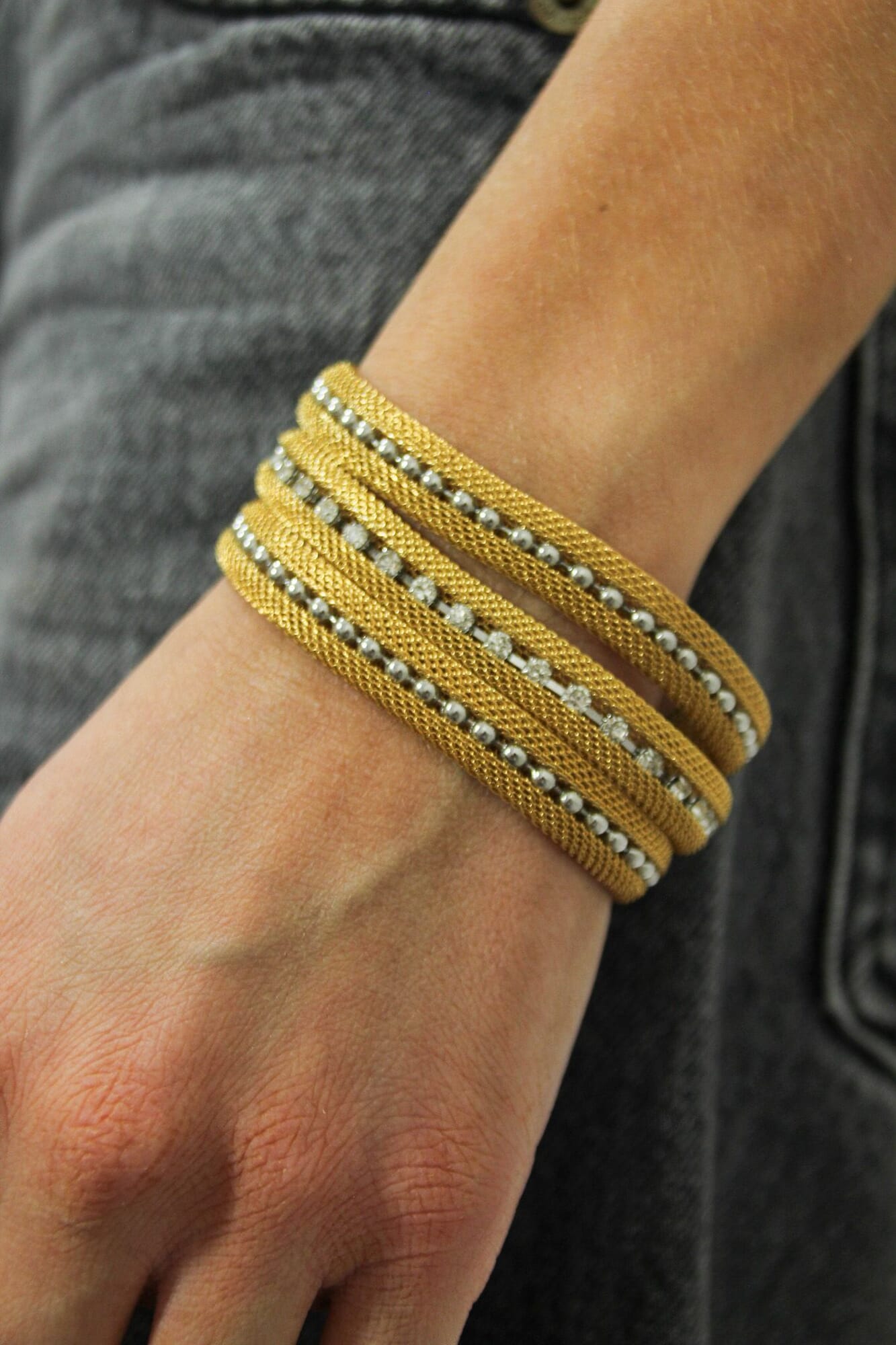 Pulsera Acero Triples Strass